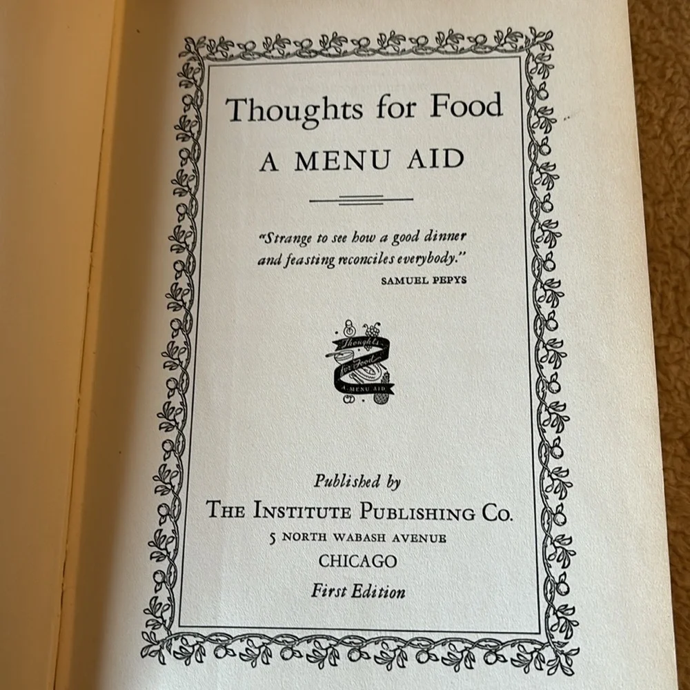 1st Edition! Thoughts for Food - A Menu Aid